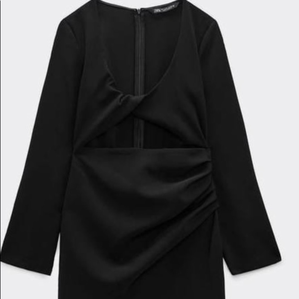 Zara black twist front cut out mini dress